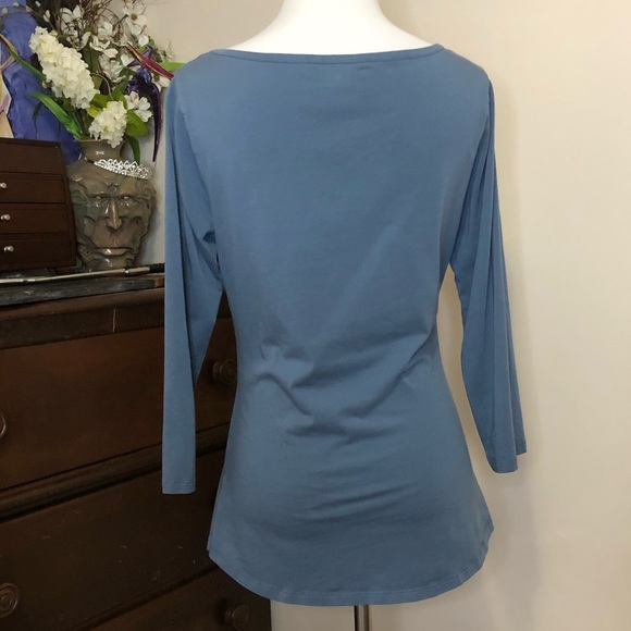 Sundance Three-Quarter Sleeved Rouched Indigo Top (M) - Picture 2 of 3